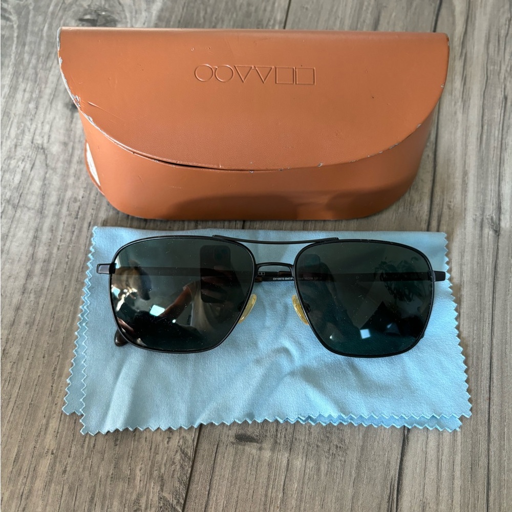 Oliver Peoples Black Aviator Sunglasses with Case